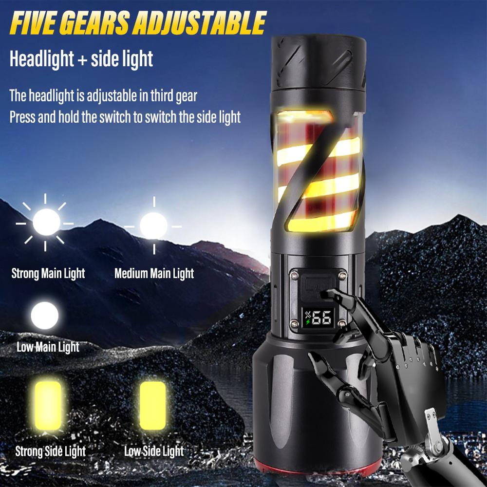 High-power LED aluminum flashlight Rechargeable torch Outdoor searchlight Portable camping light With telescopic zoom