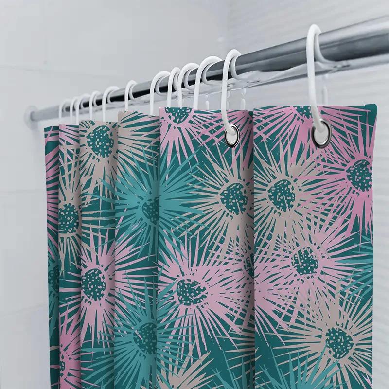 Vintage Floral Print Shower Curtain Waterproof Bath Decoration Pink Blue Green Modern Bathroom Decorations For Home Accessories