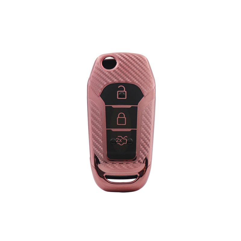 TPU Carbonfaser Auto Fernbedienung Schlüsselhülle Hülle Schlüsselanhänger für Fusion Fiesta Mondeo Ecosport Kuga Escort Everest Ranger F150 Schutzhalter
