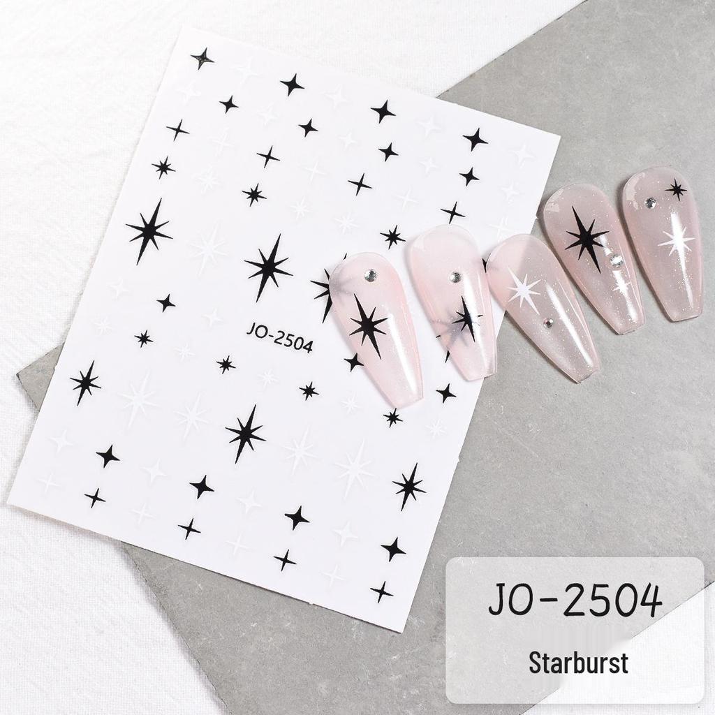 Black & White Nail Decals - Star, Heart, Bow Designs
