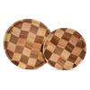 TJ POP Round Acacia Natural Wood Trays with Cutting and Marquetry Set of Cutting Trays with Lacquer Perfect for Everyday or Any These Trays Are Easy