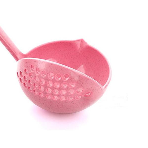 5Pcs Colander Household Wheat Straw Kitchen Plastic Colander High Temperature Resistant Soup Spoon Household Long Handle Hot Pot Spoon