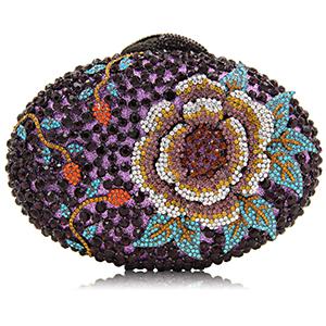 WHTUOHENG Diamantblume Damen Abend-Clutch Damen Blau/Rot Strass-Blumen Tasche Luxus Kristallstein Handtasche Abend-Clutches