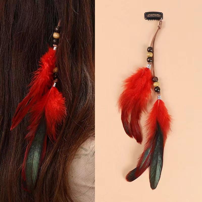 Bohemian Feather Hairband Women'S Festive Masquerade Carnival Hippies Costume Indian Prom Gypsy Long Tassel Hair Accessories