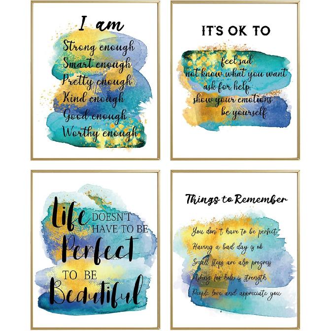 MTL HOE Encouraging Self Improvement Motivational Sayings Art Posters, Piring Positive Affirmations Quotes Wall Decor, Uplifting Gifts For Women Teen