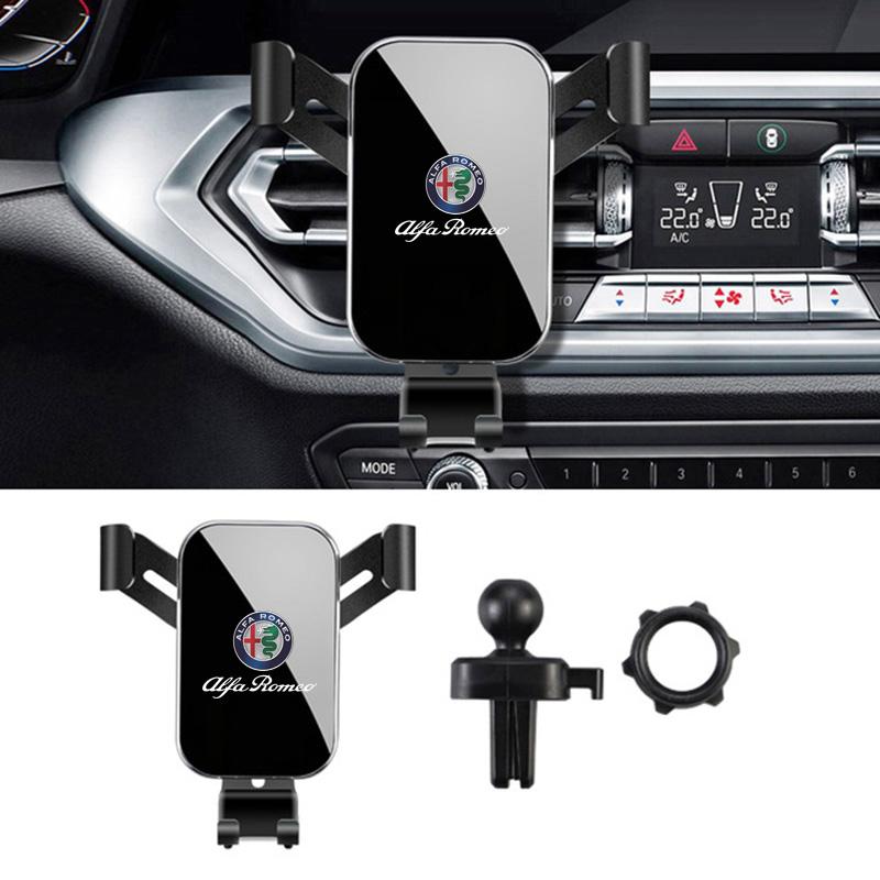 Hub Caps Car Phone Gravity Holder Car Air Vent Clip Mount Car Stickers For Alfa Romeo Giulia Giulietta Tonale MITO Stelvio Brera CVO1