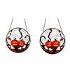 15 Inch Halloween Pumpkin Stained Glass Round Painted Glass Hanging Ornament for Window Holiday Decor