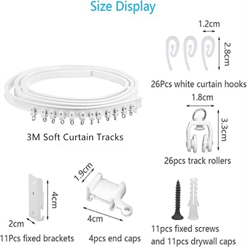 

3 м Гибкий комплект для потолочных штор, сгибаемый оконный карниз, прямой изгиб для дома, спальни, офиса, занавесок для душа, декора