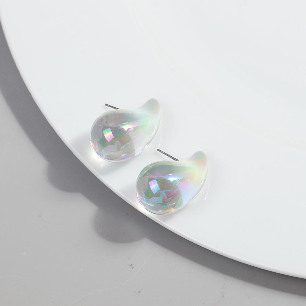 New AB Colorful Chunky Teardrop Earrings Dupes for Women Smooth Hollow Thick Water Drop Earring Hoops Trendy Jewelry Lightweight