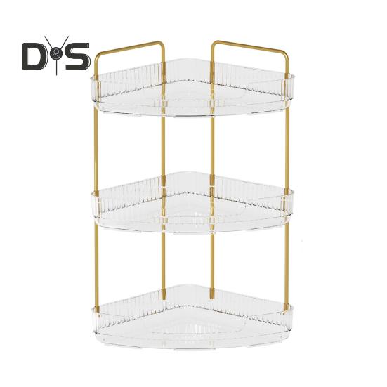 Corner Bathroom Counter Organizer Storage Rack Easy Assembly Large Capacity 3 Tier Bathroom Perfume Organizer Countertop Makeup Holder