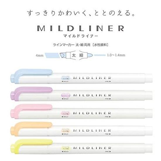 Zebra Highlighter Mildliner Soft Mild 5 Color Set WKT7-5C-YC