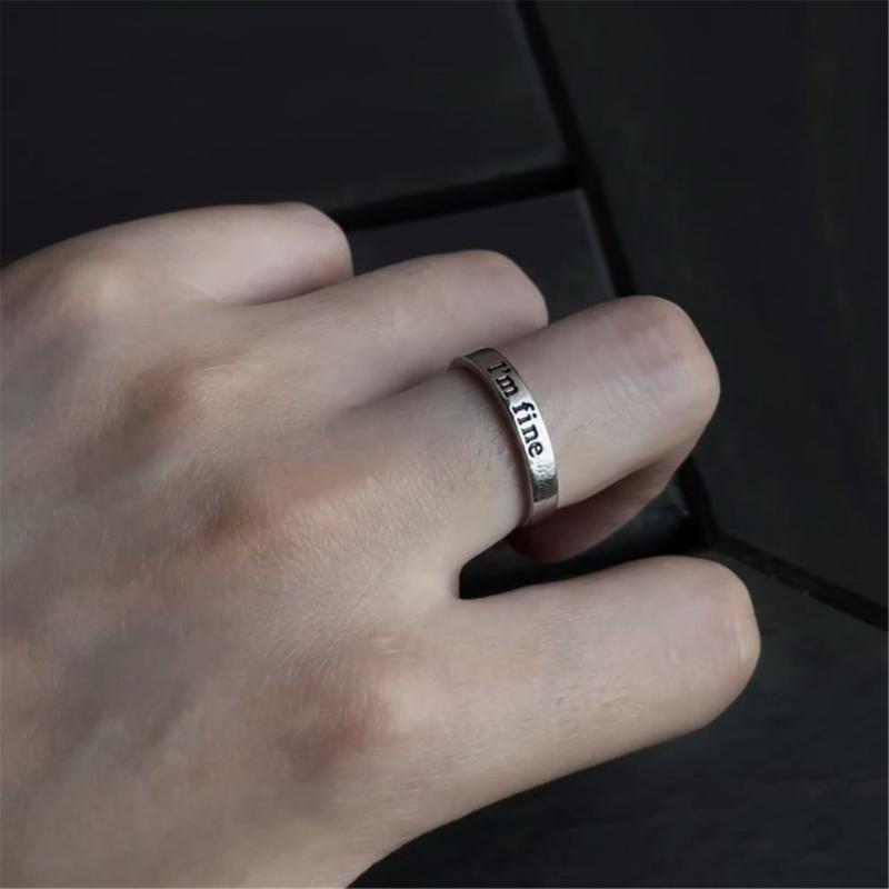 Mir geht es gut, rette mich Mode Einfache Ringe für Männer und Frauen Inspirierendes Accessoire Handgefertigter Gravierter Legierungs Schmuck