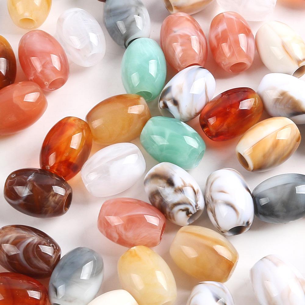 Perles Seau Ovales Acryliques Bicolores Perles Gros Trou Coussin de Siège Auto Bracelet Perlé Collier Accessoires de Bijouterie DIY