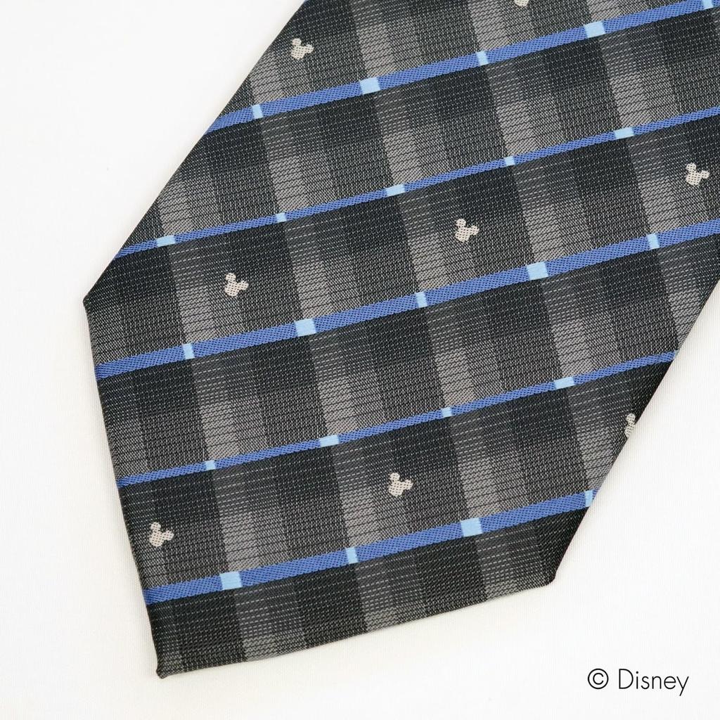 [Disney] Necktie (Three Circle Silhouette Gradient Check Pattern) Necktie D50037 Gray