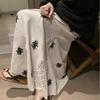 Women's White Embroidered Floral Maxi Skirt High Waist Lace Patchwork Long Skirt