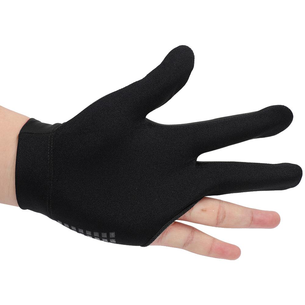 Unisex Snooker Billiard Cue Glove Pool Left Hand Open Three Finger Gloves(black)