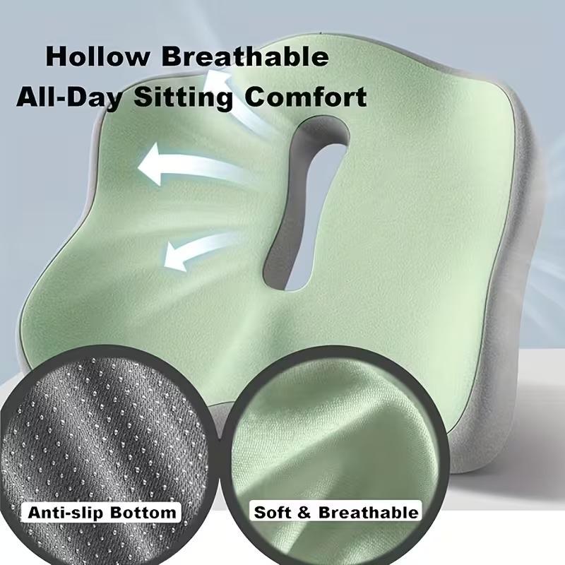 Ergonomic Memory FoamSeatCushion for Car and Office Chair Tailbone Support Washable Soft Filling DurableFabric Cover for Comfort
