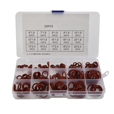 225pcs Silicone Rubber O-Ring Assortment Kit Metric VMQ Sealing Gasket Set Red