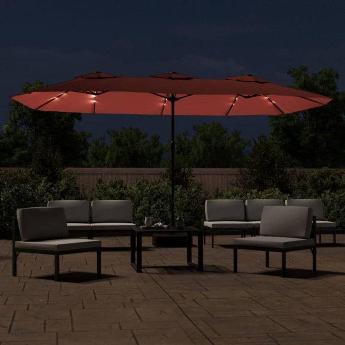 VidaXL Double Head Garden Parasol with LED, Patio Sunshade, Sun Shelter, Beach Parasol Terrace Outdoor, 362958