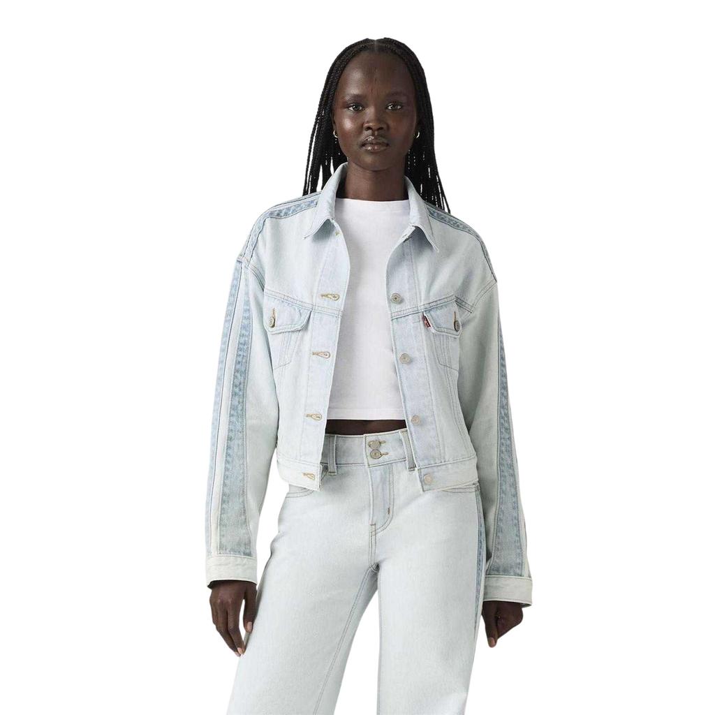 Levis Womens/Ladies Striped Cotton Denim Trucker Jacket