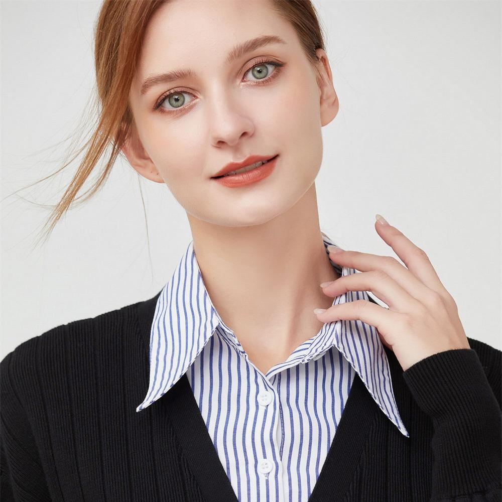 Commute Fake Hand Sleeves Detachable False Wrist Cuffs Stripe Shirt Fake Collar  Office