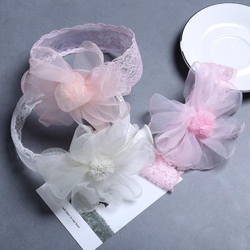 Dětská síťovaná krajková květinová čelenka pokrývka hlavy dívčí párty narozeninové šaty doplňky