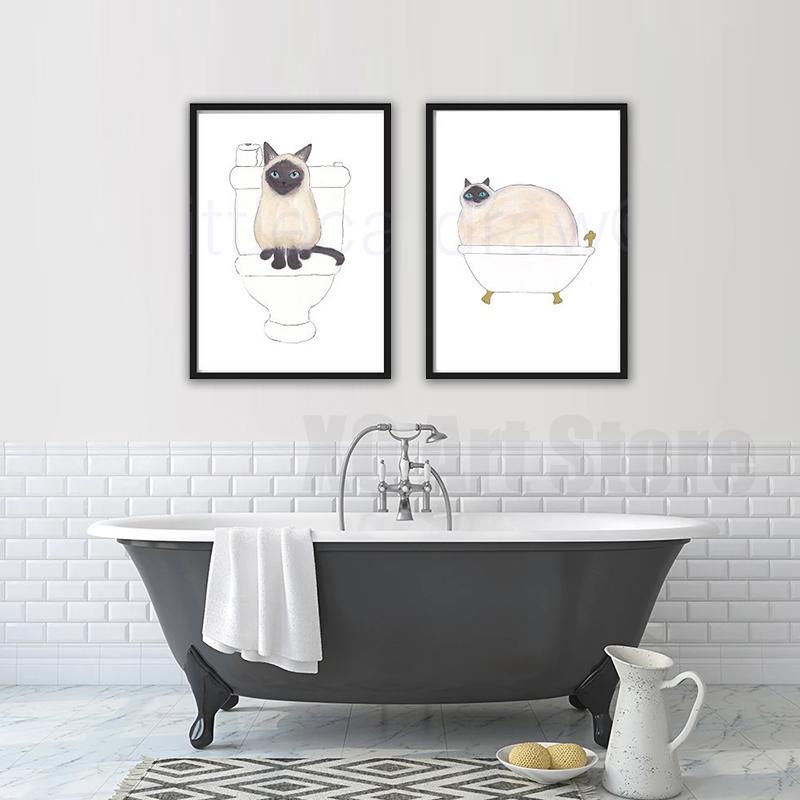 Cat Print Bath Time Cat Canvas Painting Print Wall Art Bathroom Decor Bathtub Bath Tub Wall Art Print Cat Lover Gift Unframed