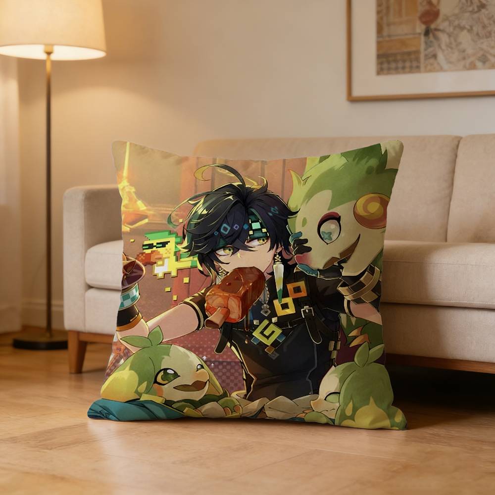 Kinich G-Genshin Impact Pillow Case Pattern Printed Pillowcase For Living Room Sofa Cushion Cover