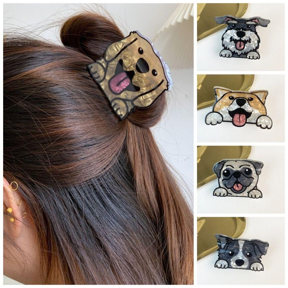 Puppy Cartoon Dog Hair Claw Acrylic Hair Clip Chihuahua Small Shark Clip  Woman