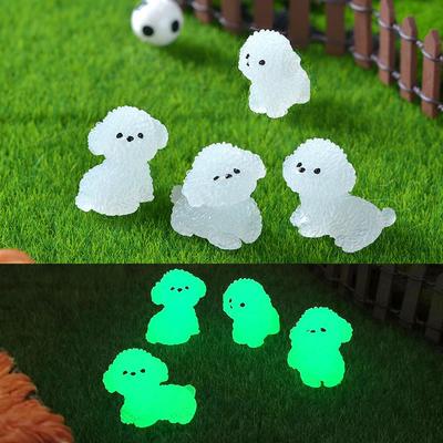 5PCS Night Glow Cute Little Dog Micro Landscape Potted Plant Landscaping Small Ornaments Car Center Console Luminous Dog