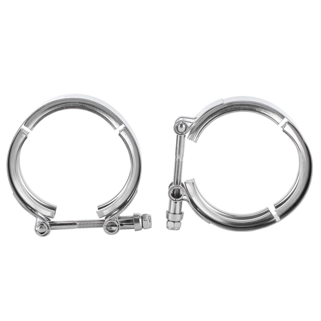 2pcs 3in Turbo Exhaust Pipe Clamp VBand Clip Stainless Steel Auto Accessory