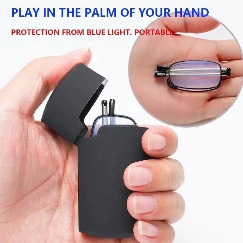 Portable Folding Reading Glasses With Storage Women Men Blue Light Blocking Presbyopic Eyeglasses Magnifying Eyewear Keychain