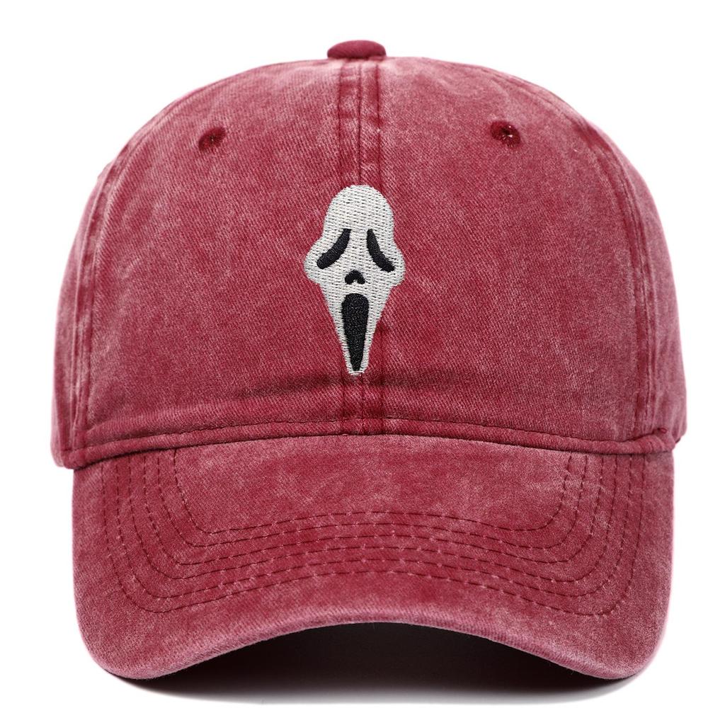 Halloween Skull Embroidered Distressed Baseball Cap for Men and Women