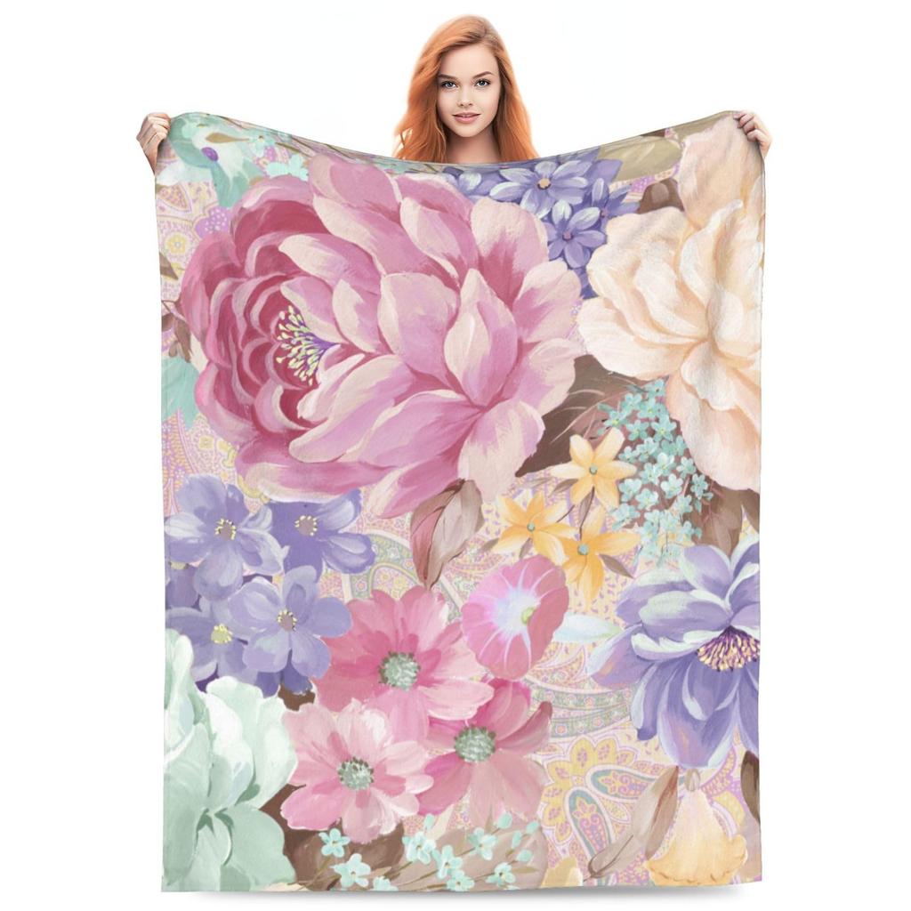 Romantic Rose Floral Blanket For Valentine's Day Gift Soft Flower Fleece Blanket for Bed Sofa Couch Chair Outdoor Travel Camping