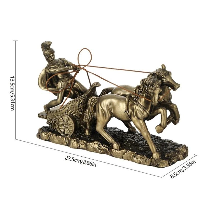 

Римский кавалерийский рыцарь Винтажная полирезиновая скульптура Статуя Древний воин на коне Классический декор для дома и офиса Исторический