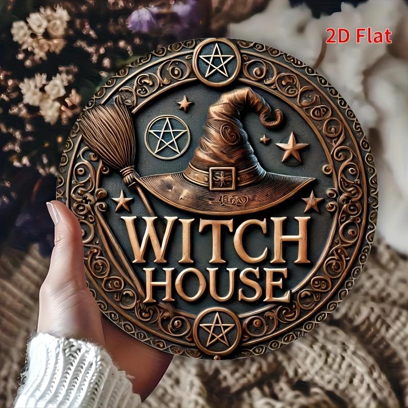 Vintage Witch House Rundes Aluminiumschild