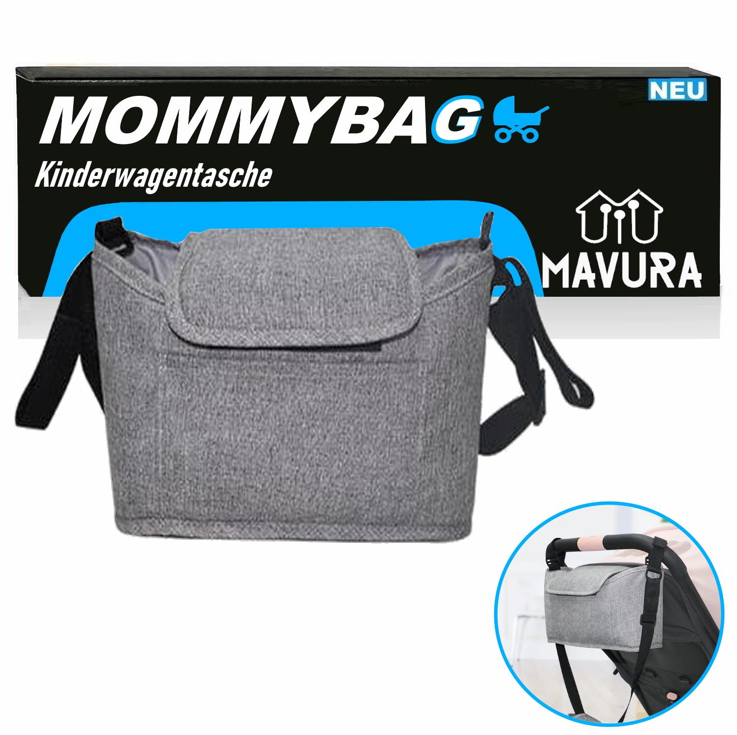 

MOMMYBAG Kinderwagentasche Kinderwagen Organizer Buggy Tasche Wickeltasche Grau