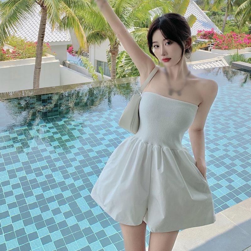 Women's Jumpsuit High Waist Casual Strapless Jumpsuit Shorts
