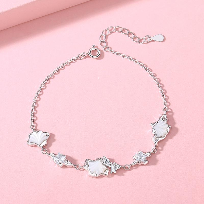 Tichya Apricot Luck Shell Beads Bracelet Women’s S925 Sterling Silver Luxury Fashion Jewelry 925 Silver
