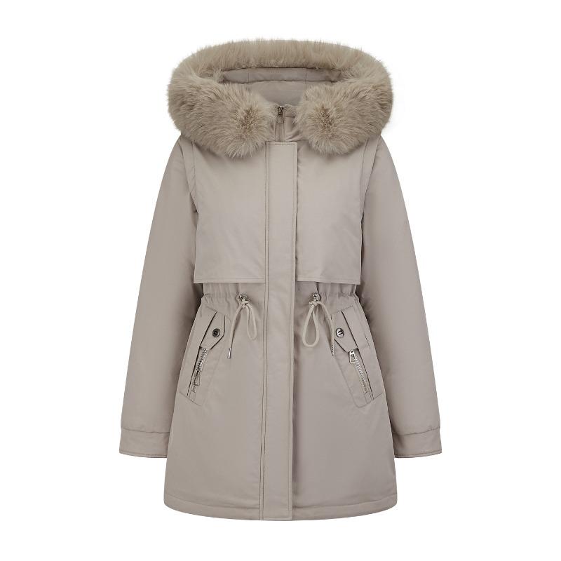 New big fur collar down cotton clothes women's medium and long waist winter outdoor pie to overcome warm cotton-padded jacket