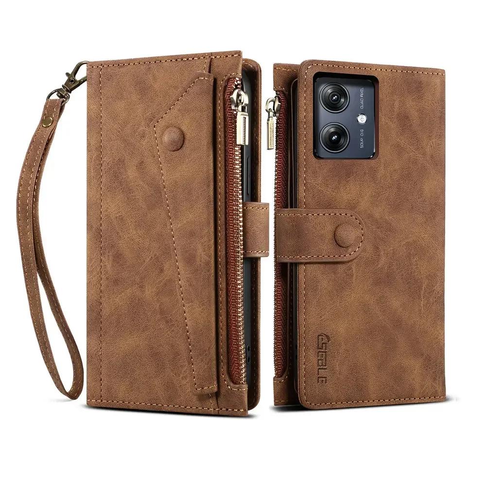 Pro Motorola Edge 60 Fusion 50 Pro 5G Kožené pouzdro na krk se zipem Peněženka RFID Funda Moto Edge 50 Neo 40 20 Lite Edge60 Stylus
