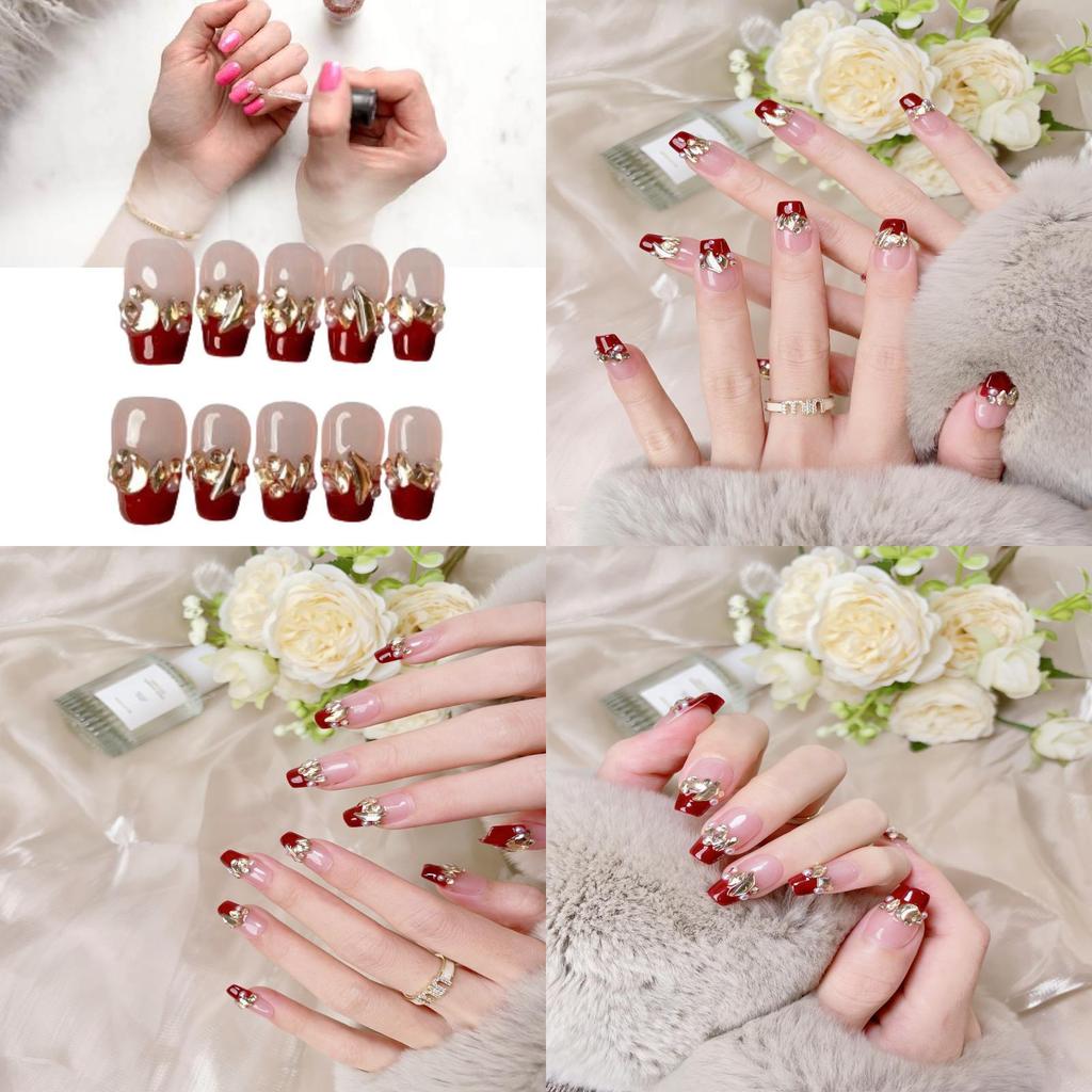 New Year's Handcrafted Nail Art With Gentle Aurora Rhinestones For Ladies