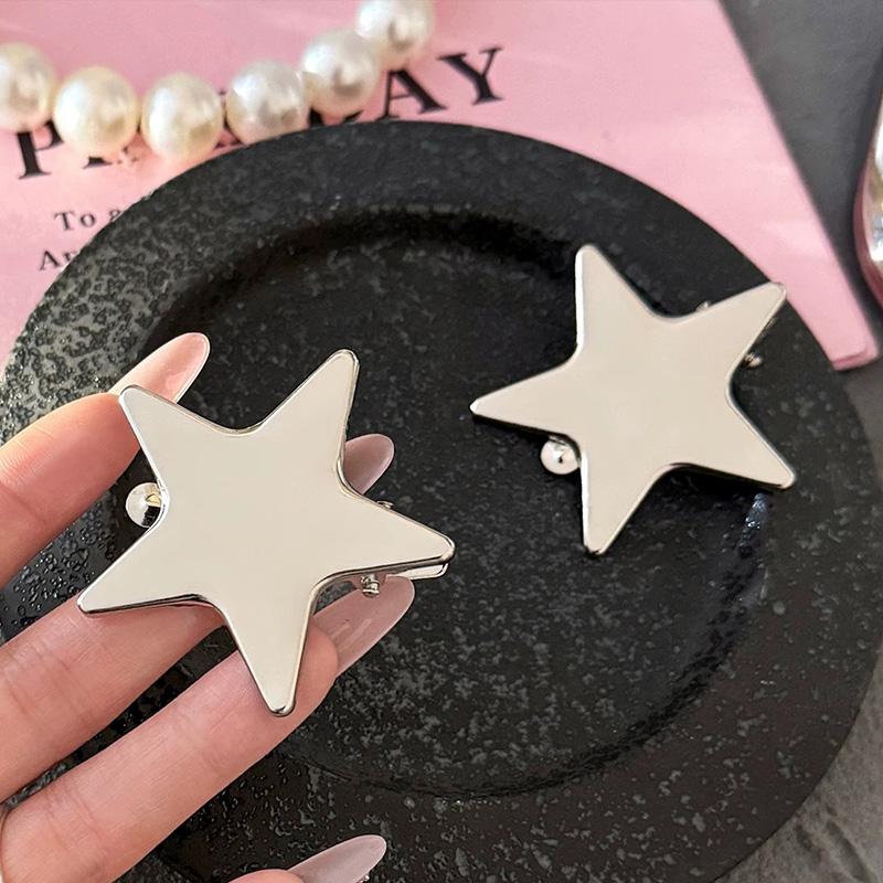 2/4pcs Fashion Sweet Cool Star Hair Clip for Women Metal Silver Five Pointed Star Hairpin Bangs Clips Korean Hair Accessories