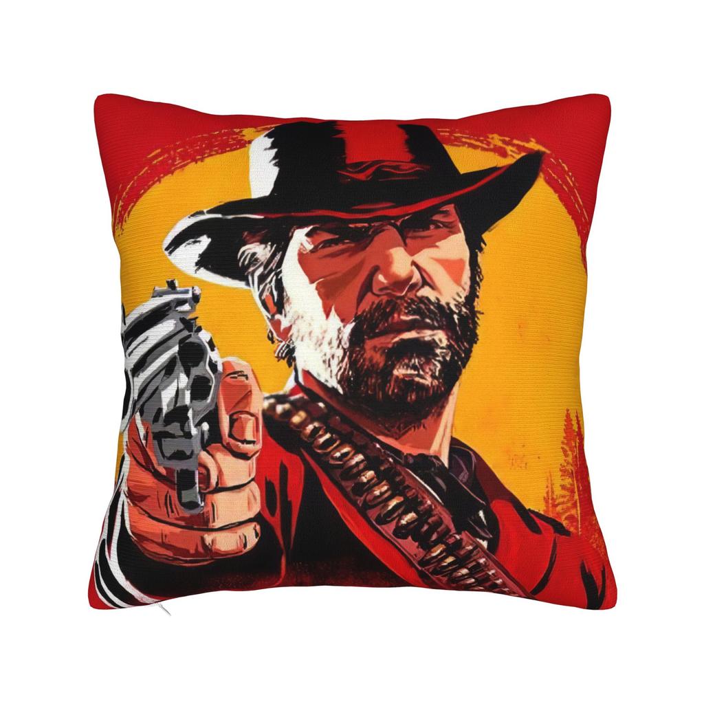 Gaming RDR2 Arthur Morgan Square Pillow Cases US West Cowboy Cushion Covers Awesome Zipper Decorative Pillowcover for Home 18"