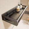 Wall Mount Bathroom Storage Shelf With Hooks Removable Aluminum For Toilet And Sink Area