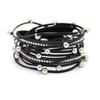 Women's Fashion Rhinestone Leopard Print Multi-Layer Magnetic PU Leather Bracelet