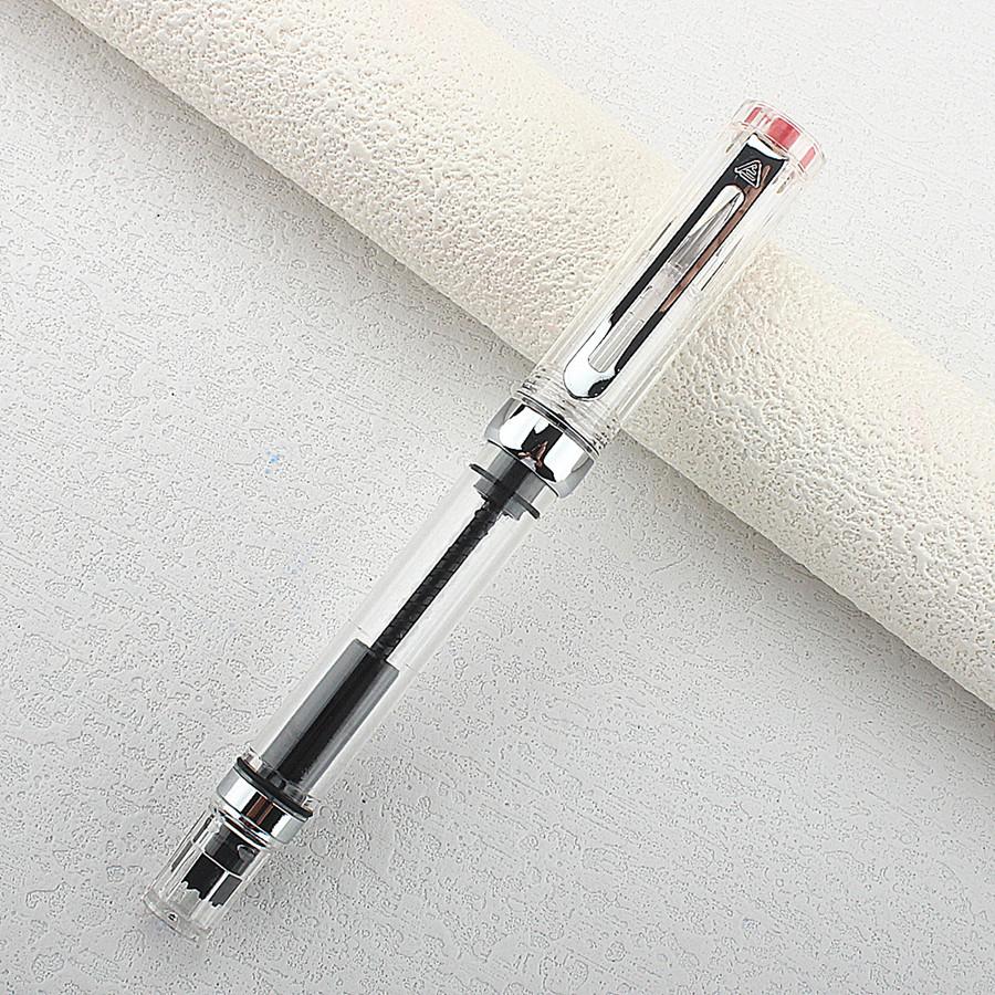 3059 Piston Filling Fountain Pen Acrylic  EF/F/ Nib with Silvery Clip Smooth Writing Office Gift Pen