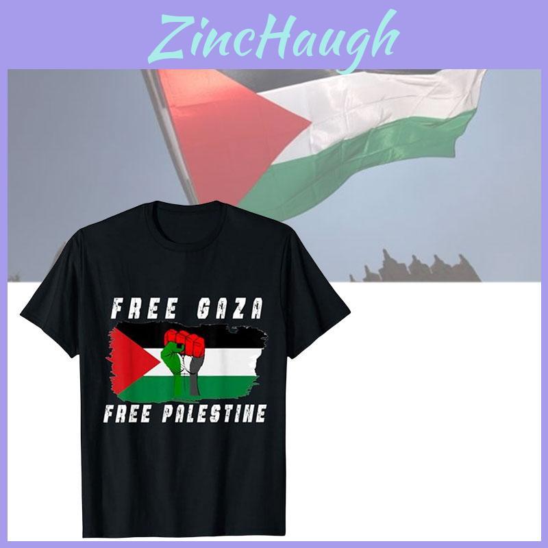 Free Palestine Cartoon Anime Short Sleeve T-shirt For Teenagers