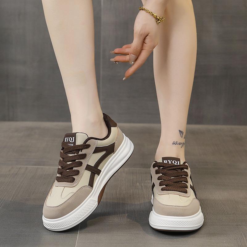Women's Shoes Casual Shoes Women's Lace-up Sports PU Stitched Thick-Soled Vulcanized Shoes Non-Slip Comfortable and Breathable