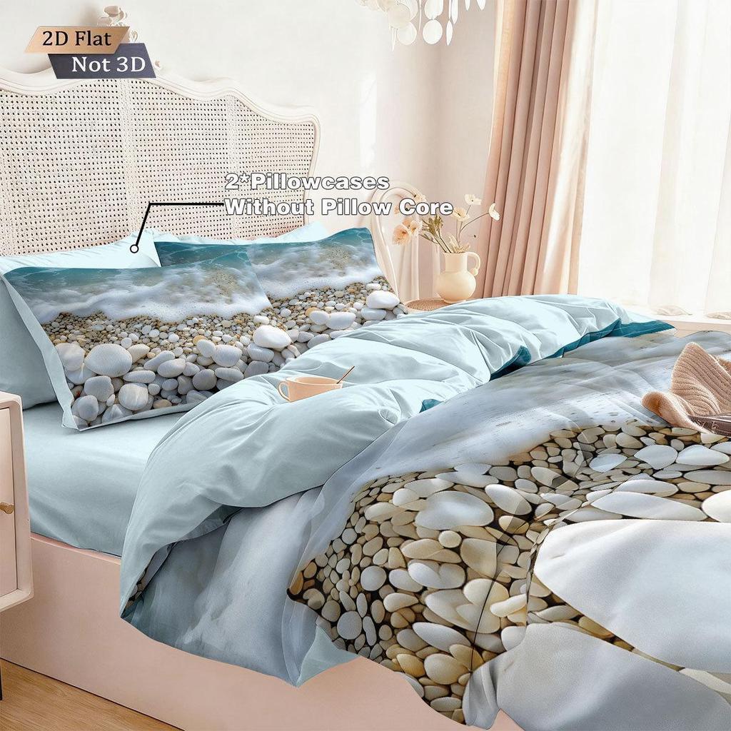 TEMU Starfish Shell Beach Ocean 3-Piece Duvet Cover Set